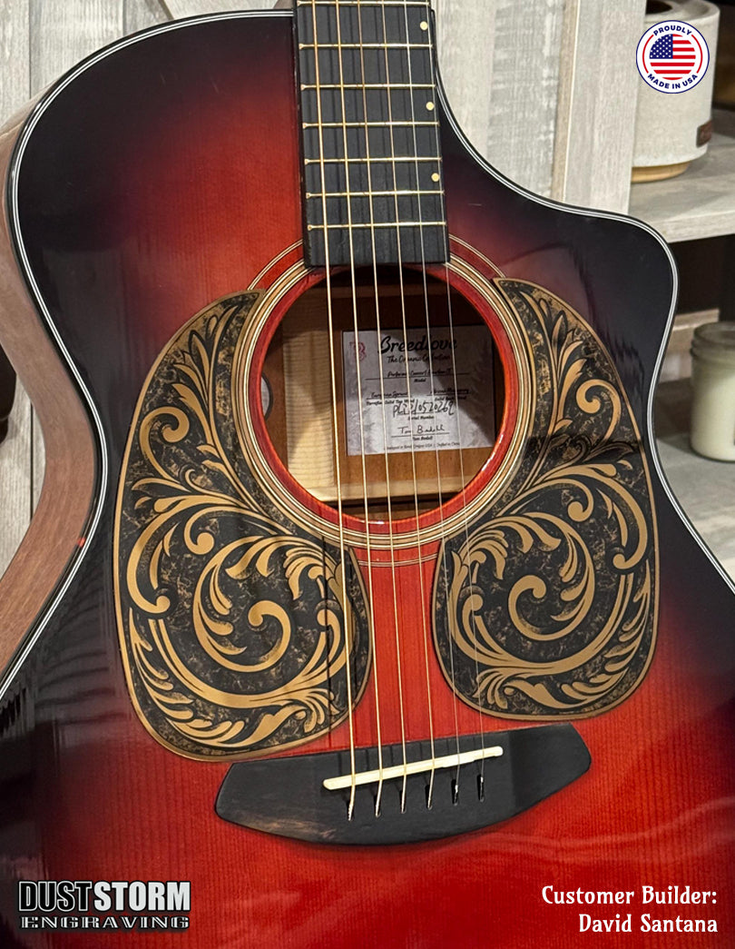 Acoustic Guitar Pickguard Laser Engraved Copper Acrylic Mirror for Martin D28 Style Guitar