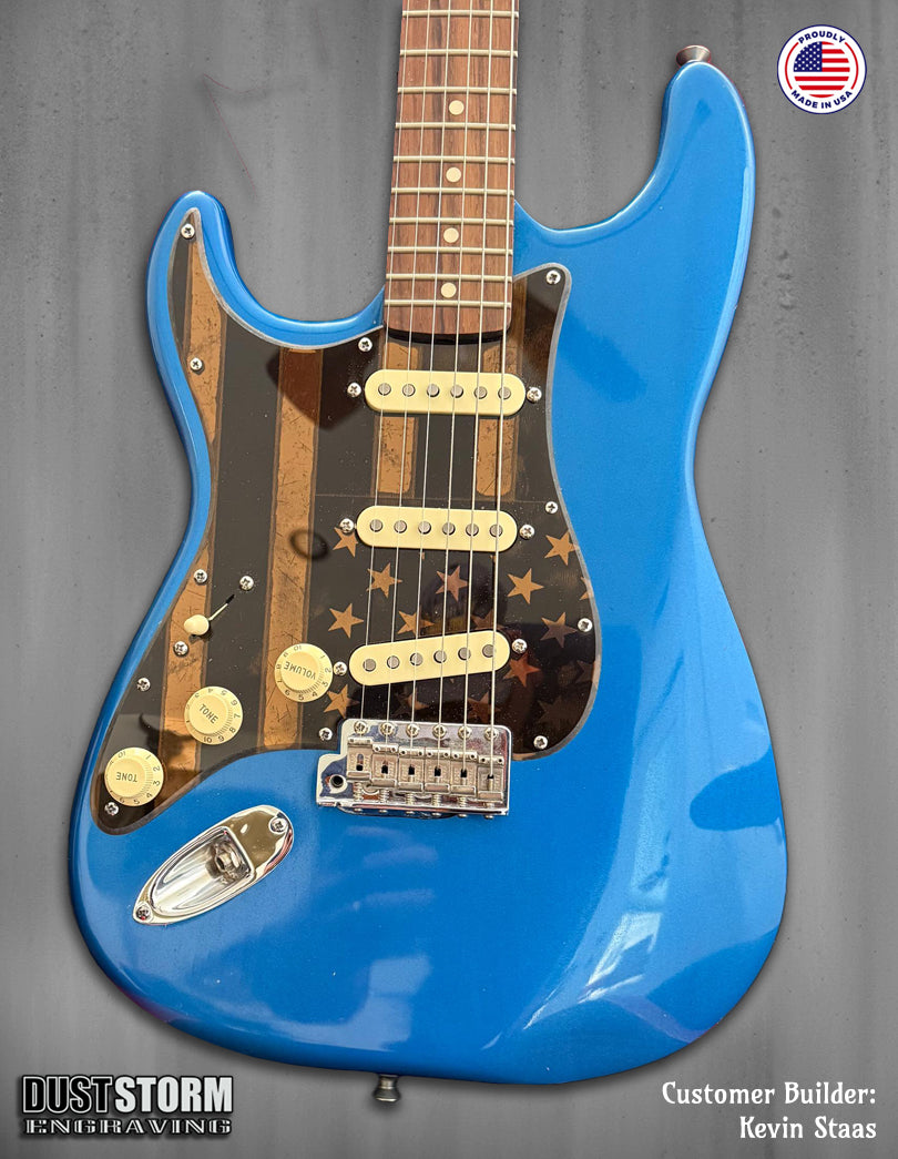 American Flag Pickguard & Free Tremolo Cover in Copper Acrylic Mirror for Fender Stratocaster SSS, HSS, HSH Setups Available