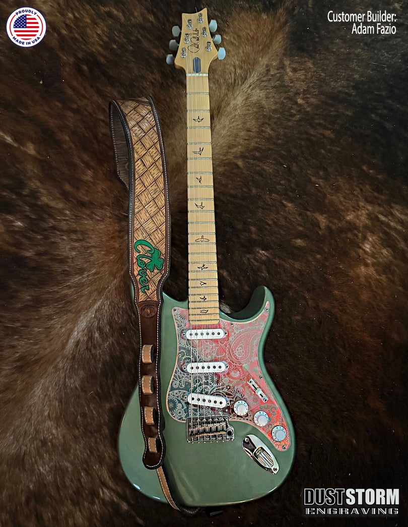 Paisley Pickguard Tremolo Cover Set Engraved Iridescent Rainbow Acrylic Mirror for PRS Silver Sky