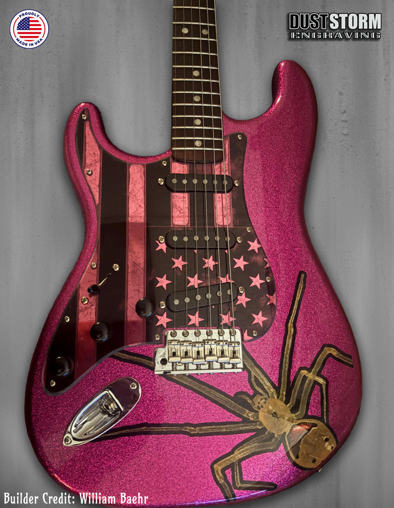 American Flag Pickguard & Free Tremolo Cover in Pink Acrylic Mirror for Fender Stratocaster SSS, HSS, HSH Setups Available