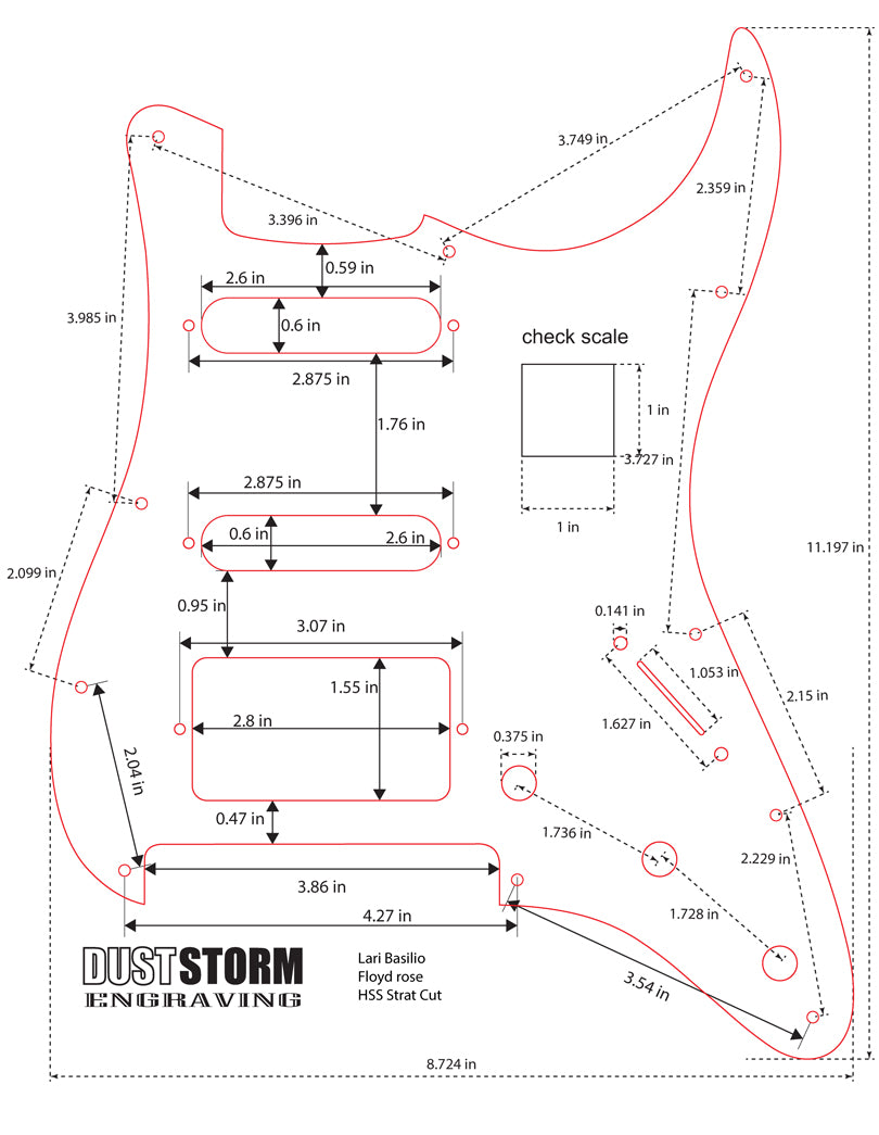 Laser‑Engraved Stratocaster Pickguard for Lari Basilio Pickup Set with Trembucker at Bridge — Gold Acrylic Mirror + Tremolo Cover