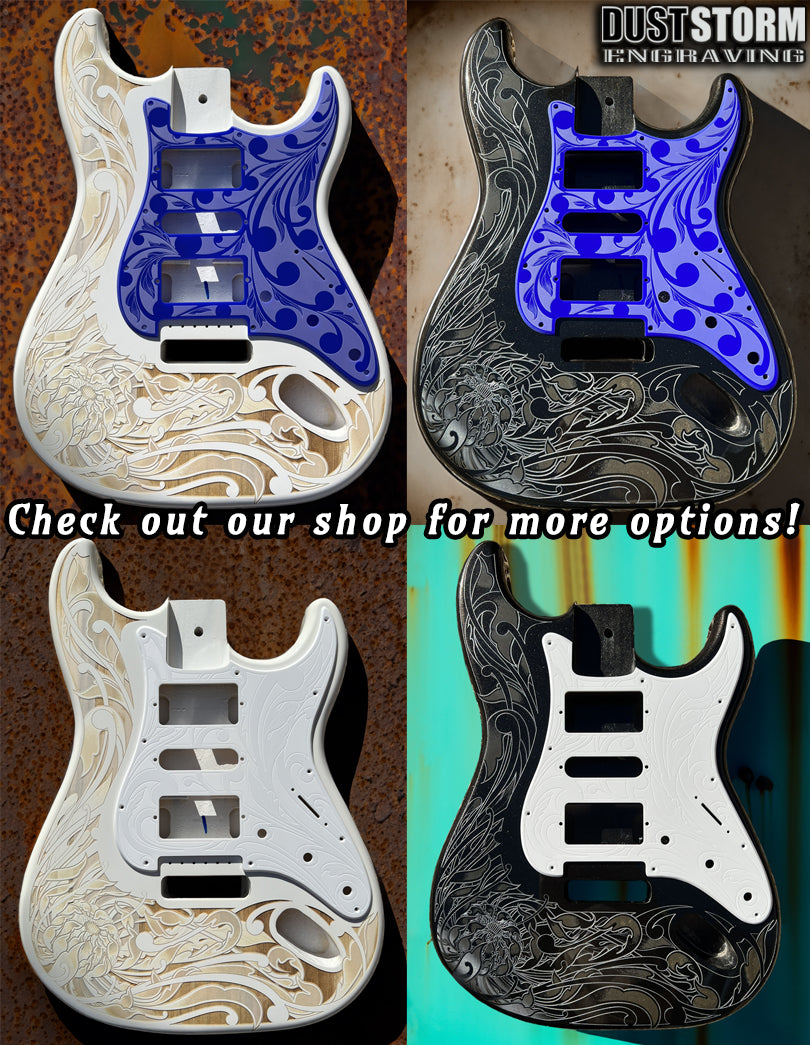Engraved 8 Hole Paisley Pickguard for Fender Telecaster in Iridescent Rainbow Acrylic Mirror American/Mexican Tele Guitar Scratch Plate Standard or Humbucker Cut Available