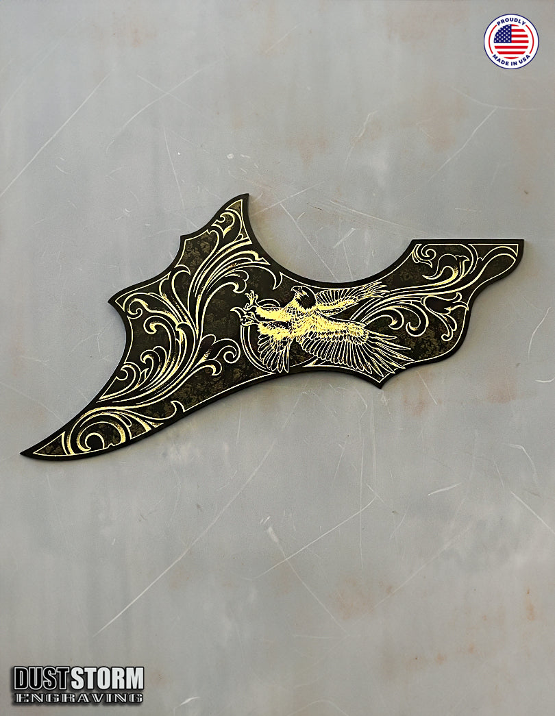 Epiphone FT 120 Masterbilt Excellente Style Acoustic Guitar Pickguards in Black and Gold Acrylic Mirror