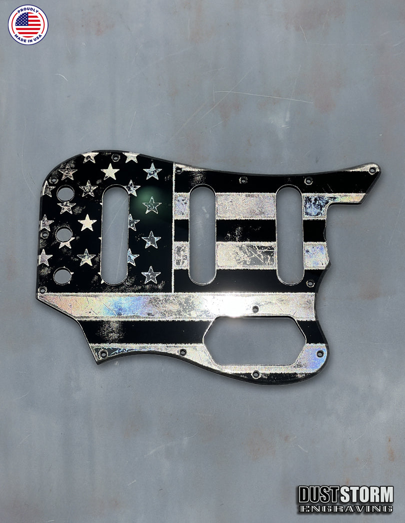 American Flag Pickguard -Gun Metal Acrylic Mirror -for Fender Base VI