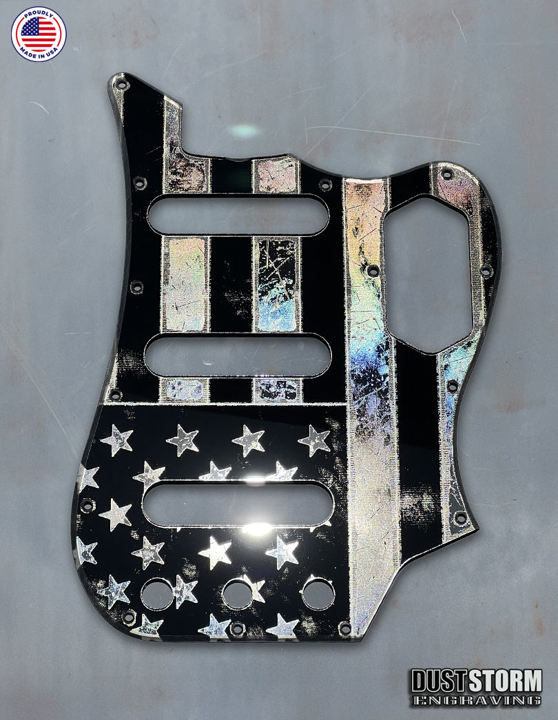American Flag Pickguard -Gun Metal Acrylic Mirror -for Fender Base VI