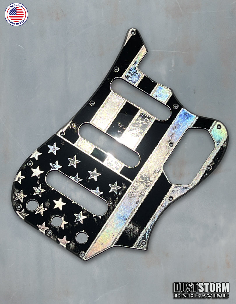 American Flag Pickguard -Gun Metal Acrylic Mirror -for Fender Base VI
