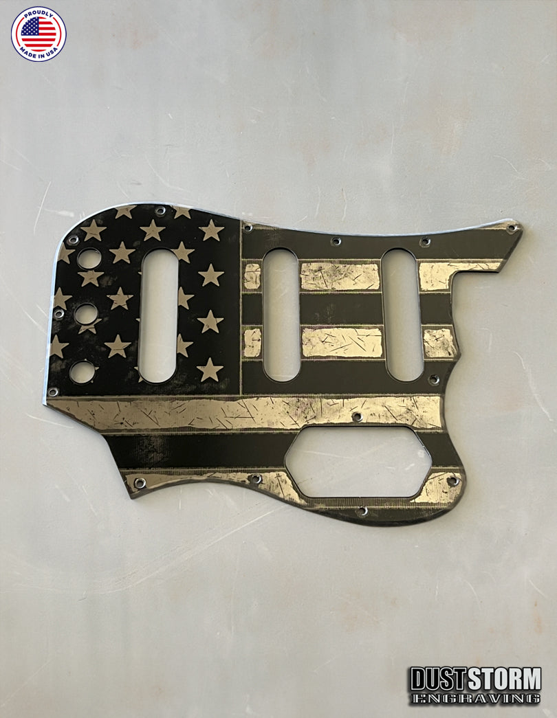 American Flag Pickguard -Gun Metal Acrylic Mirror -for Fender Base VI