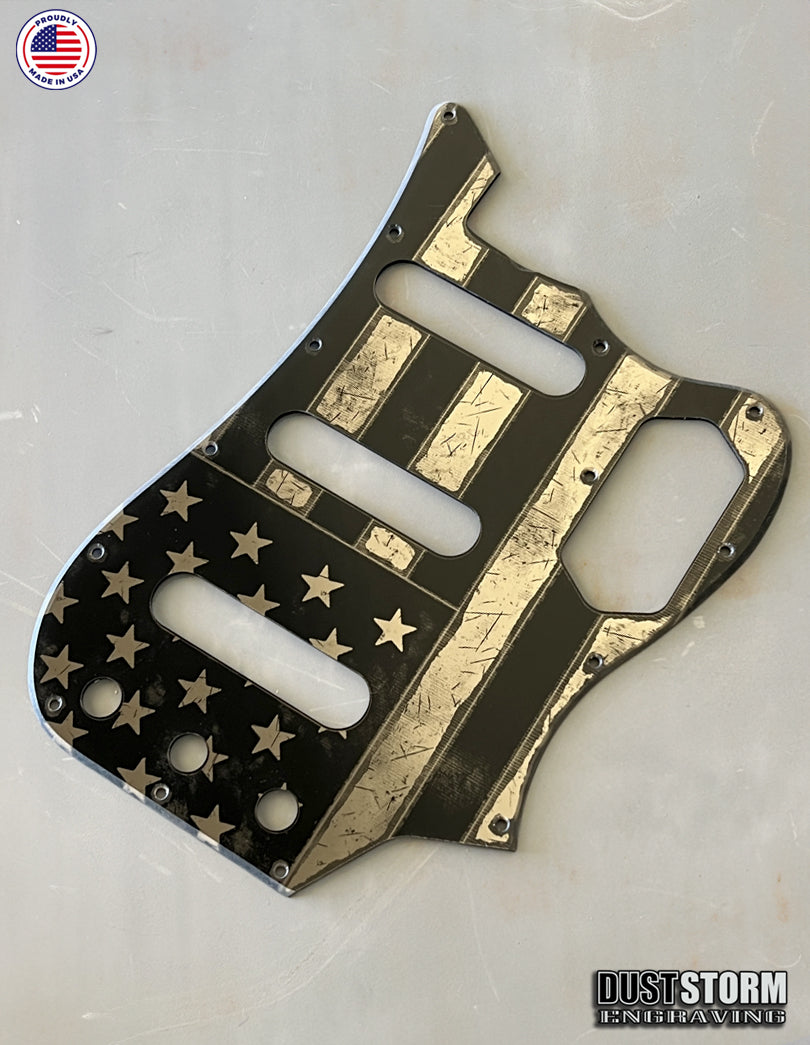 American Flag Pickguard -Gun Metal Acrylic Mirror -for Fender Base VI