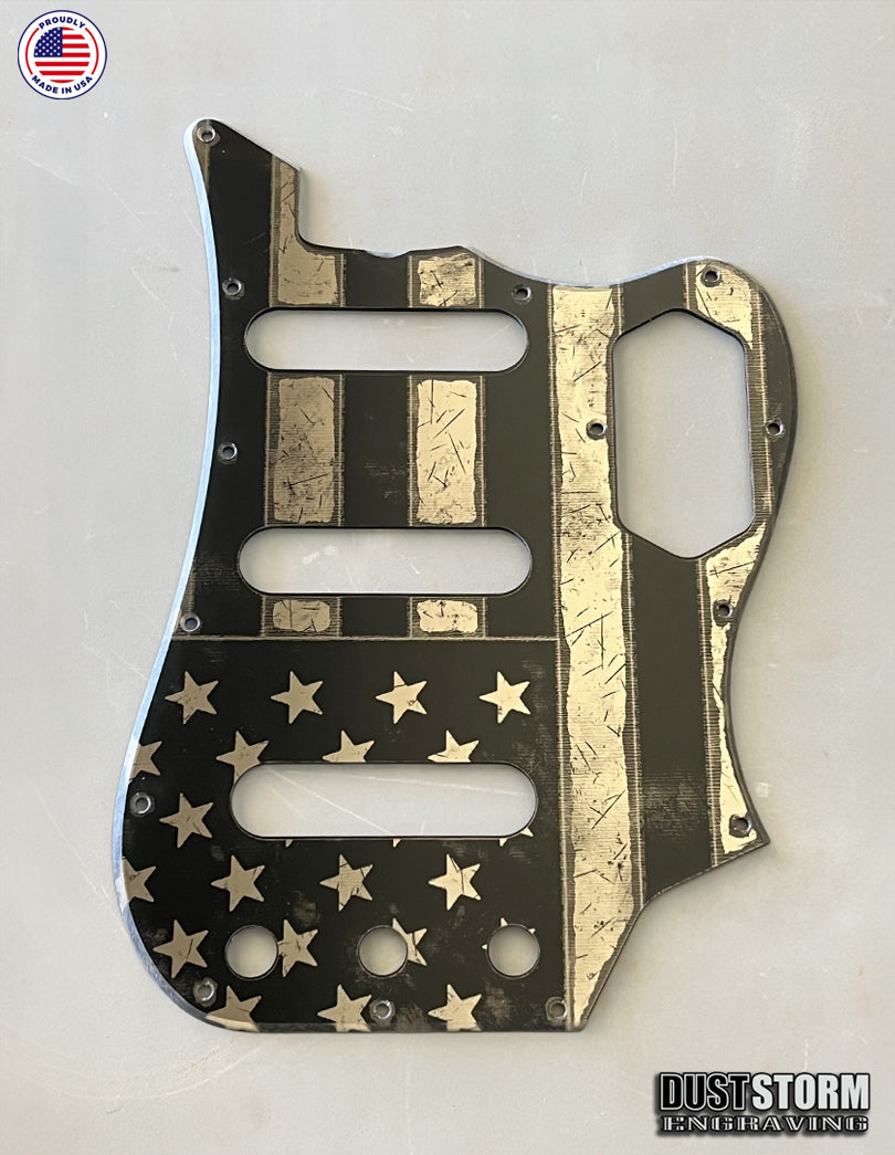 American Flag Pickguard -Gun Metal Acrylic Mirror -for Fender Base VI