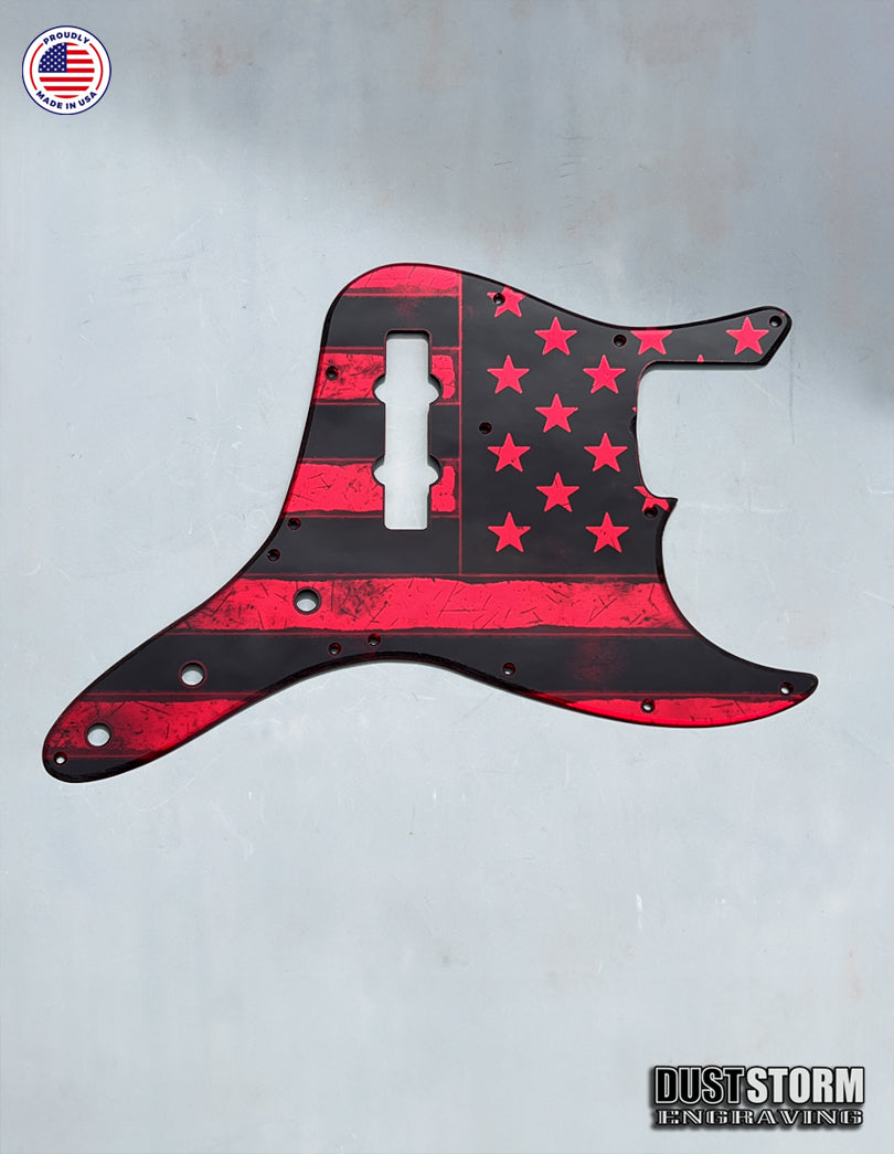 American Flag Pickguard -for Fender Jazz Bass - Red Acrylic Mirror