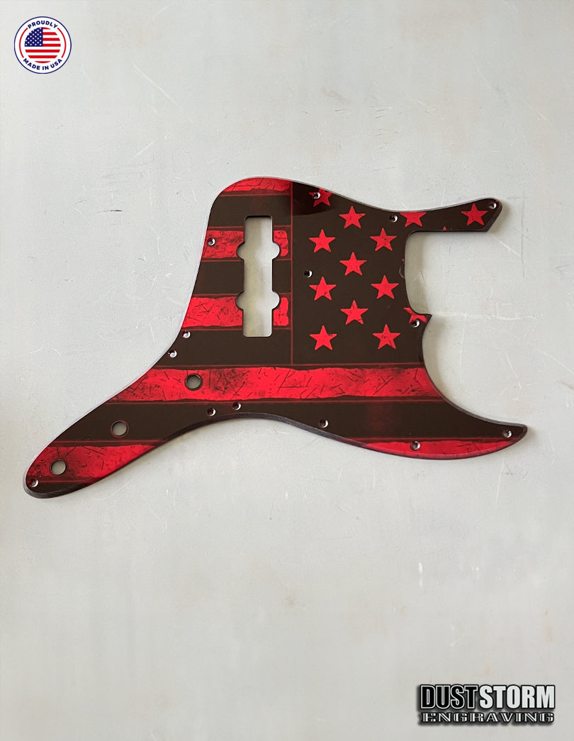 American Flag Pickguard -for Fender Jazz Bass - Red Acrylic Mirror
