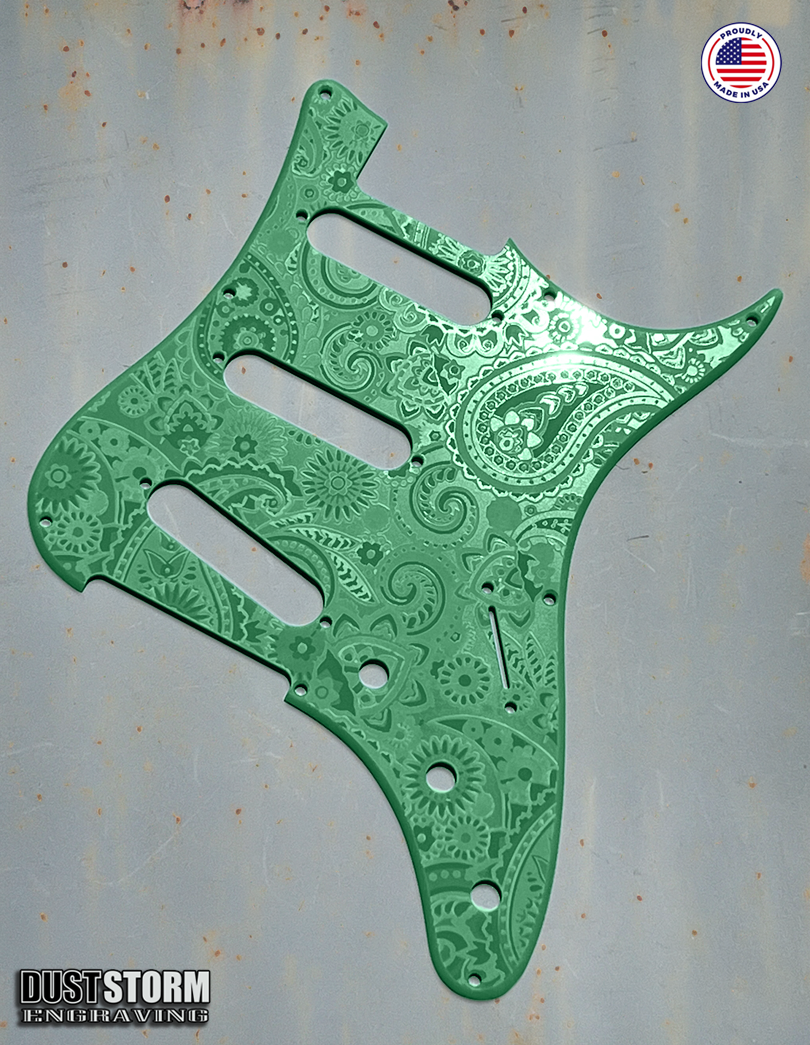 Paisley Pickguard Tremolo Cover Set for PRS Silver Sky - Engraved Acrylic - 10 Solid Color Choices