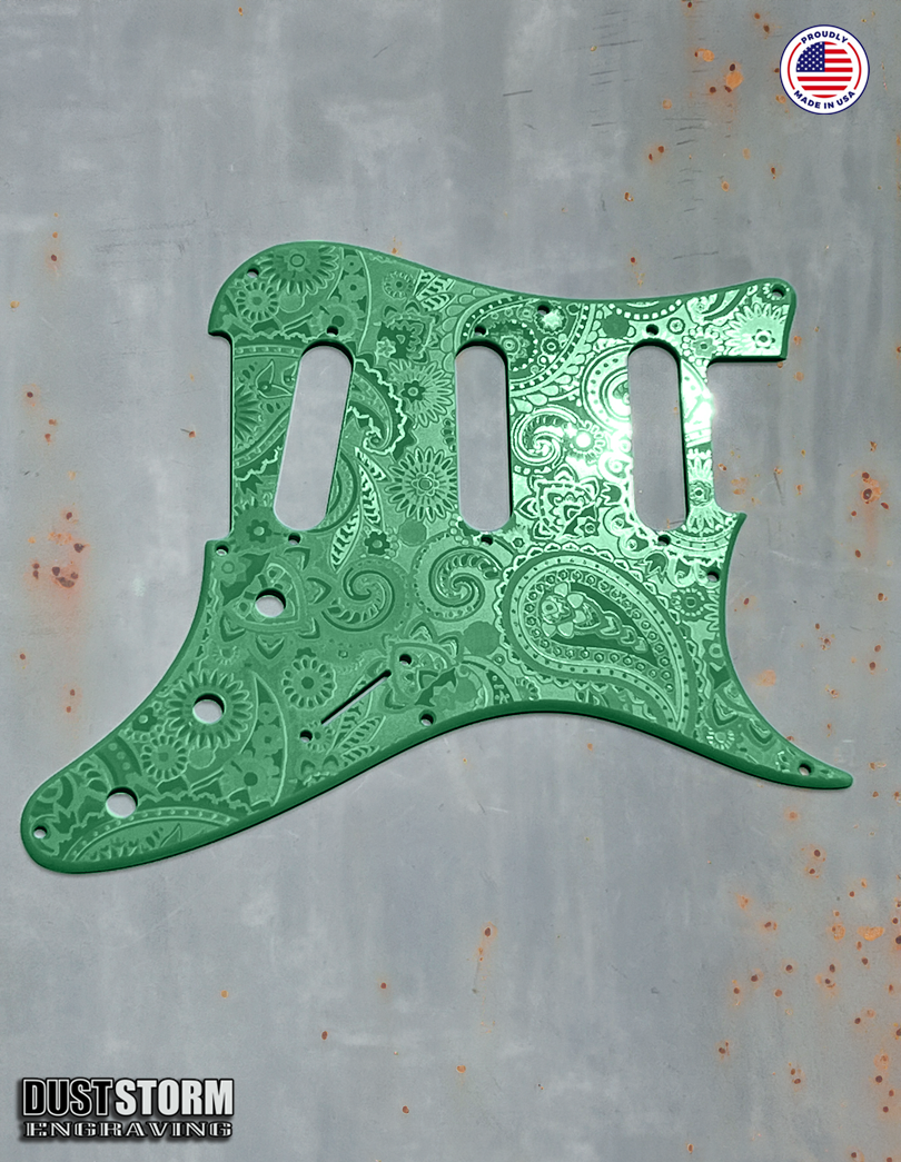 Paisley Pickguard Tremolo Cover Set for PRS Silver Sky - Engraved Acrylic - 10 Solid Color Choices