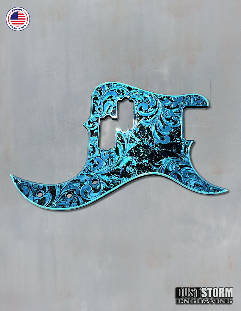 Laser Engraved Pickguard for G&L Fullerton Deluxe SB-2 Bass in Blue Acrylic Mirror