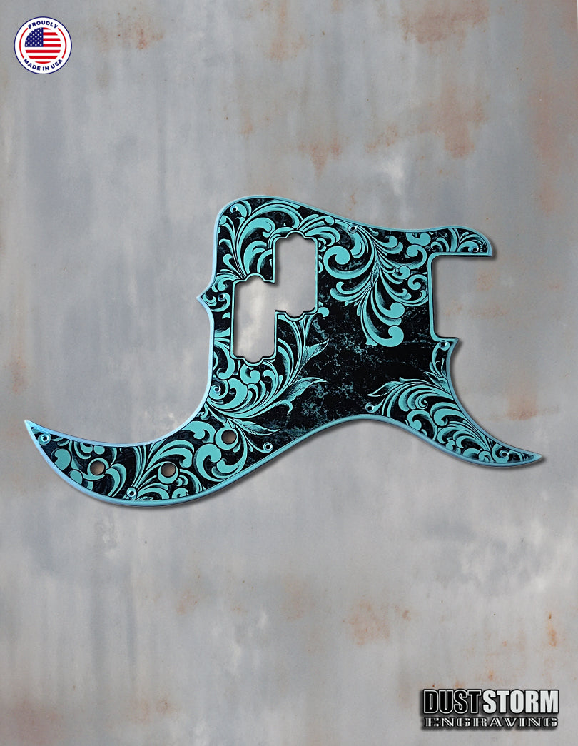 Laser Engraved Pickguard for G&L Fullerton Deluxe SB-2 Bass in Blue Acrylic Mirror