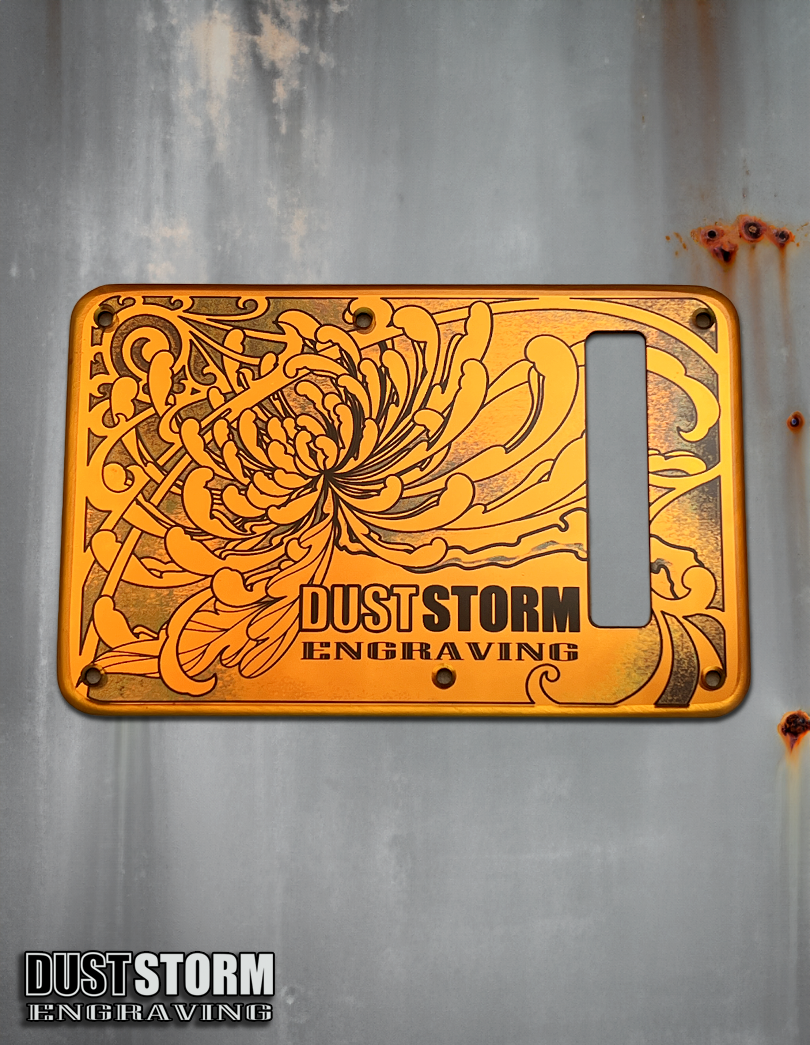 Custom Laser Engraved Pink Fender Strat Style Guitar Body with Iridescent Gold Acrylic Mirror Pickguard and Tremolo Cover HSH, HSS, SSS Setups Available