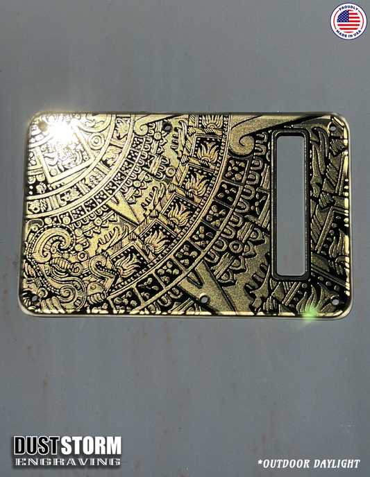 Mayan Calendar Tremolo Cover for Fender Stratocaster Gold Acrylic Mirror