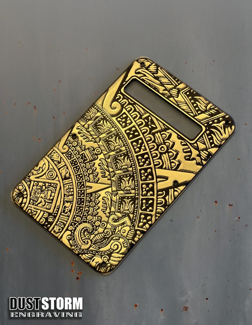 Mayan Calendar Tremolo Cover for Fender Stratocaster Gold Acrylic Mirror