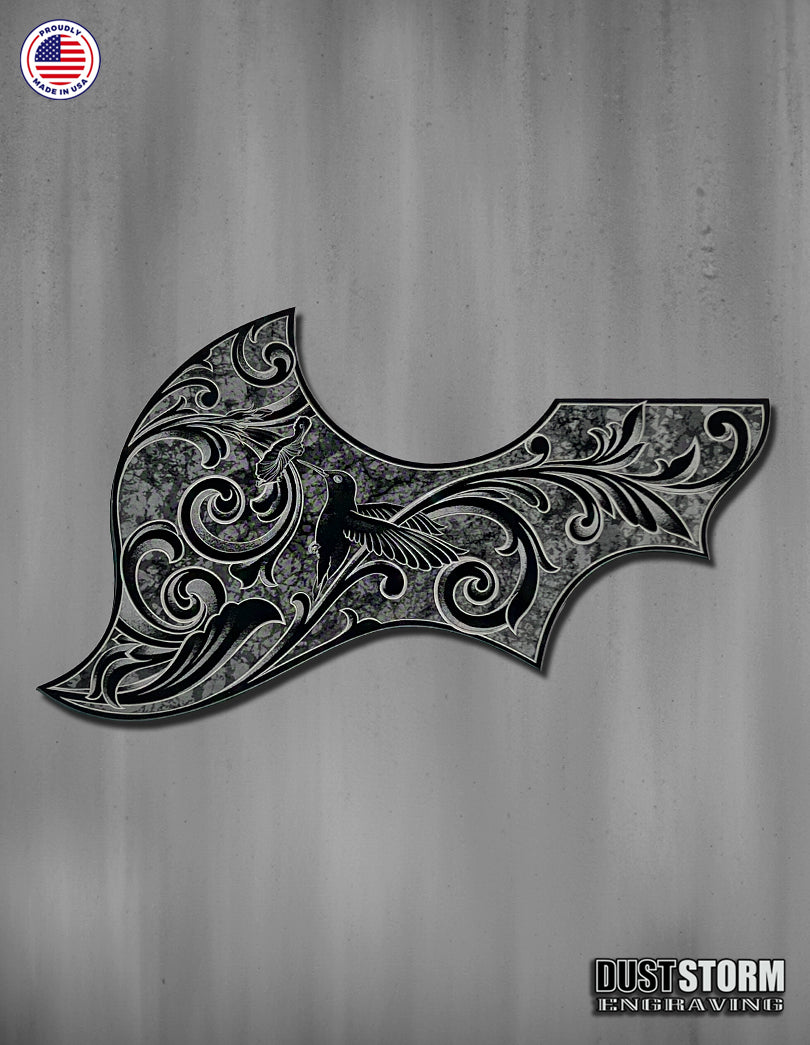 Gibson Hummingbird Style Acoustic Guitar Pickguards in Solid Black Acrylic