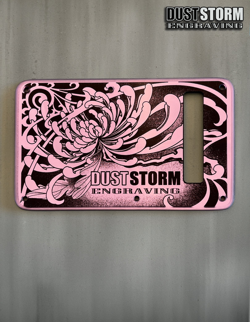 Custom Laser Engraved White Fender Strat Style Guitar Body with Lavender Acrylic Mirror Pickguard and Tremolo Cover HSH, HSS, SSS Setups Available