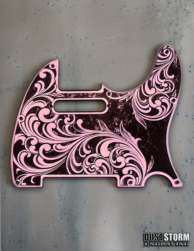 Engraved 8 Hole Pickguard for Fender Telecaster in Lavender Patina Acrylic Mirror American/Mexican Tele Guitar Scratch Plate Standard or Humbucker Cut Available