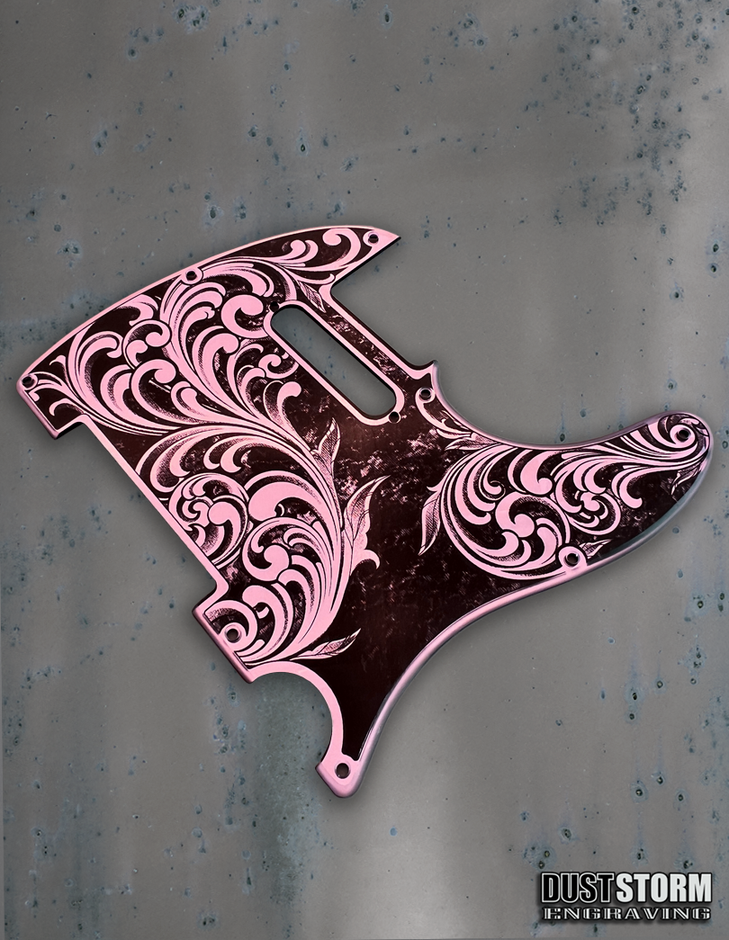 Engraved 8 Hole Pickguard for Fender Telecaster in Lavender Patina Acrylic Mirror American/Mexican Tele Guitar Scratch Plate Standard or Humbucker Cut Available