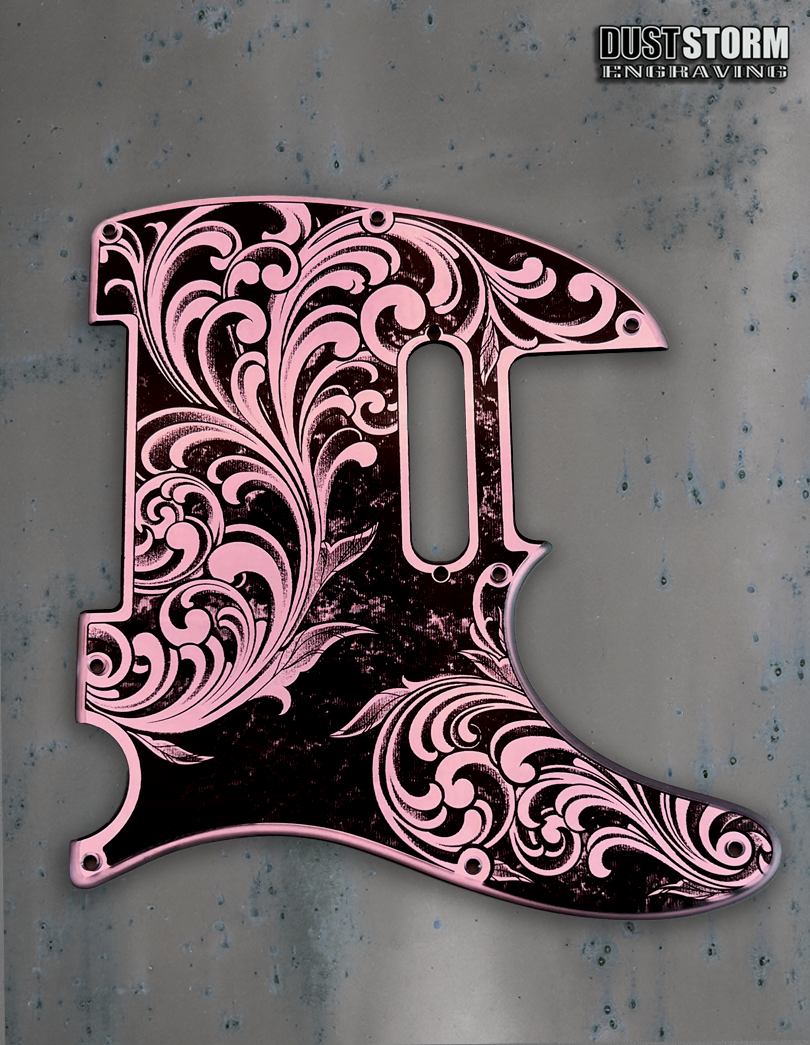 Engraved 8 Hole Pickguard for Fender Telecaster in Lavender Patina Acrylic Mirror American/Mexican Tele Guitar Scratch Plate Standard or Humbucker Cut Available