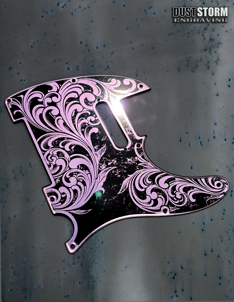 Engraved 8 Hole Pickguard for Fender Telecaster in Lavender Patina Acrylic Mirror American/Mexican Tele Guitar Scratch Plate Standard or Humbucker Cut Available