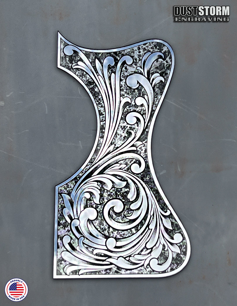 Laser‑Engraved Silver Acrylic Mirror Pickguard for Martin GPC-X1E | X Series Acoustic‑Electric Guitar