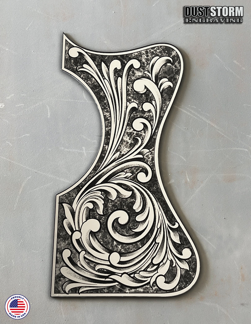 Laser‑Engraved Silver Acrylic Mirror Pickguard for Martin GPC-X1E | X Series Acoustic‑Electric Guitar