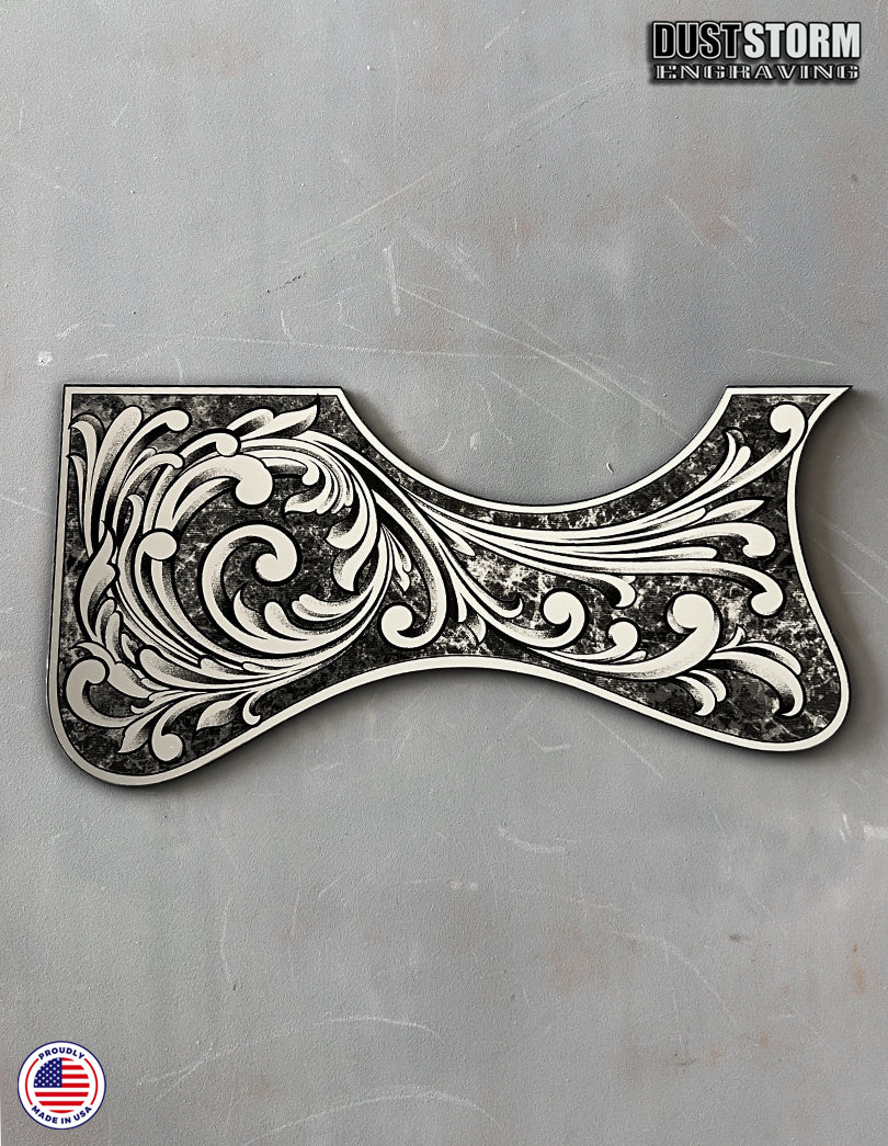 Laser‑Engraved Silver Acrylic Mirror Pickguard for Martin GPC-X1E | X Series Acoustic‑Electric Guitar