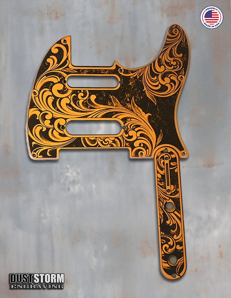 Burnt Orange Nashville Telecaster Pickguard and Toggle Control Plate Bundle