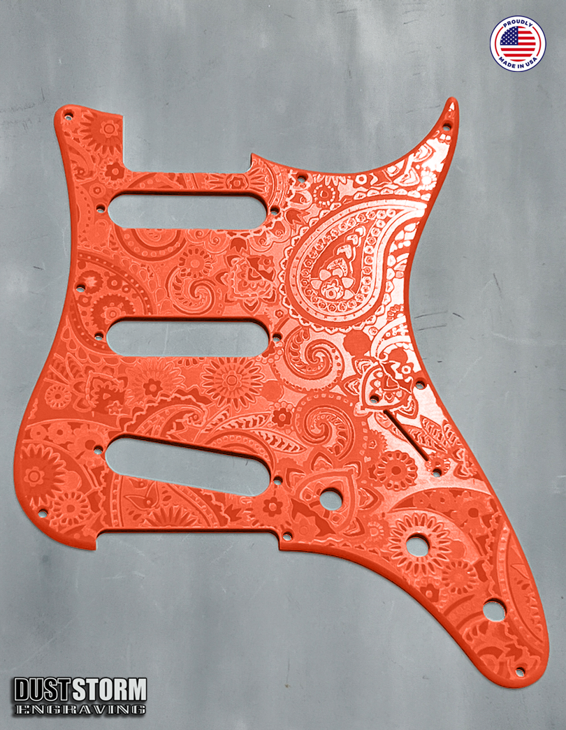Paisley Pickguard Tremolo Cover Set for PRS Silver Sky - Engraved Acrylic - 10 Solid Color Choices