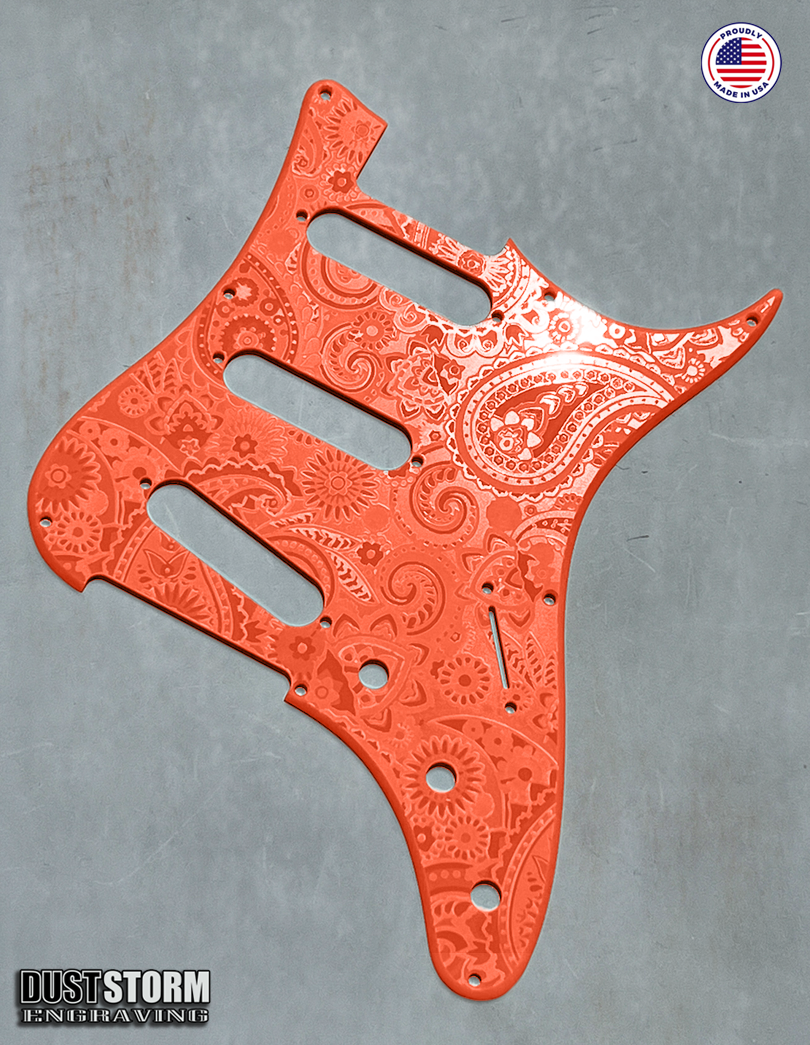 Paisley Pickguard Tremolo Cover Set for PRS Silver Sky - Engraved Acrylic - 10 Solid Color Choices
