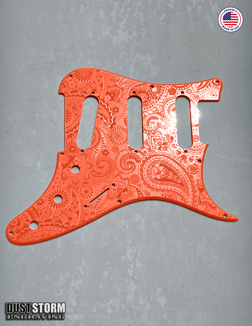 Paisley Pickguard Tremolo Cover Set for PRS Silver Sky - Engraved Acrylic - 10 Solid Color Choices