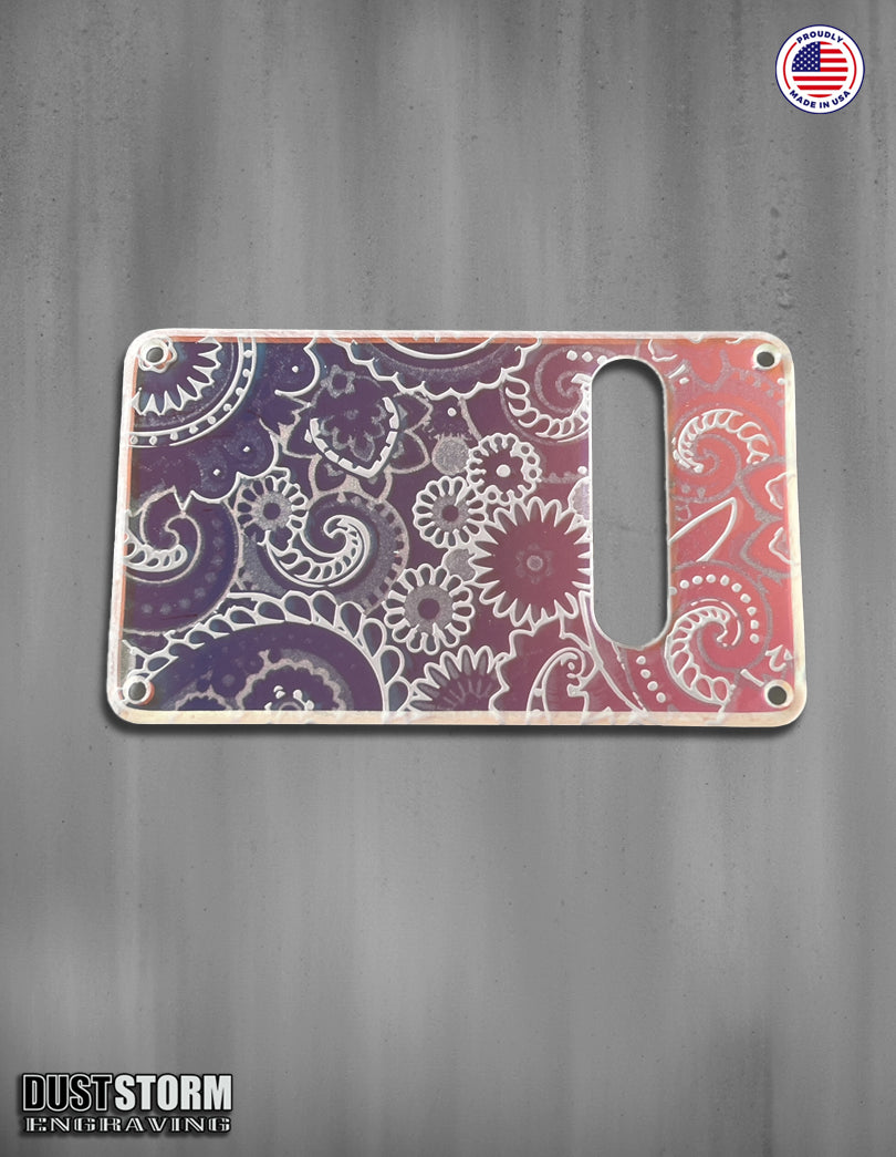 Paisley Pickguard Tremolo Cover Set Engraved Iridescent Rainbow Acrylic Mirror for PRS Silver Sky