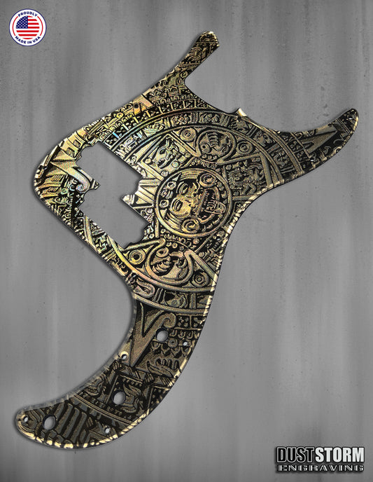 Mayan Pickguard for Classic Fender Precision Bass Laser Engraved Gold Acrylic Mirror