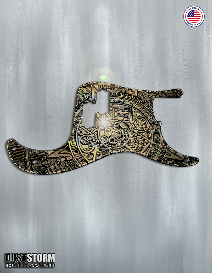 Mayan Pickguard for Classic Fender Precision Bass Laser Engraved Gold Acrylic Mirror