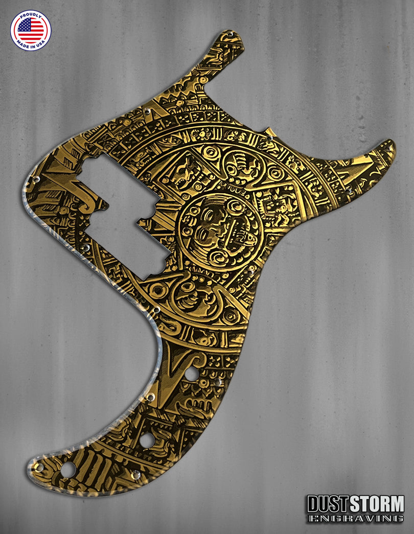 Mayan Pickguard for Classic Fender Precision Bass Laser Engraved Gold Acrylic Mirror