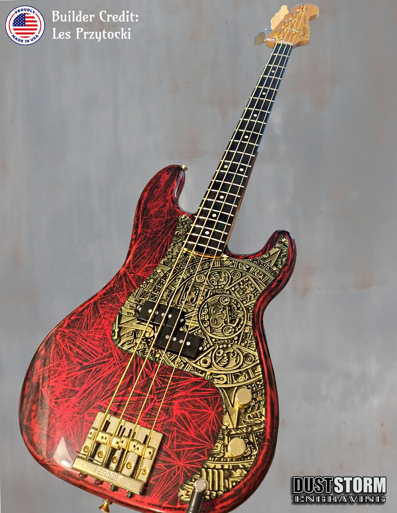 Mayan Pickguard for Classic Fender Precision Bass Laser Engraved Gold Acrylic Mirror