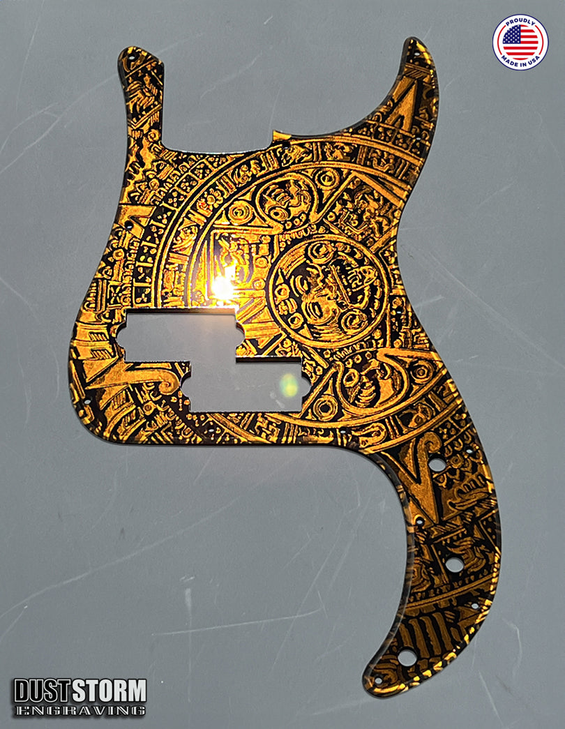 Mayan Pickguard for Classic Fender Precision Bass Laser Engraved Burnt Orange Acrylic Mirror