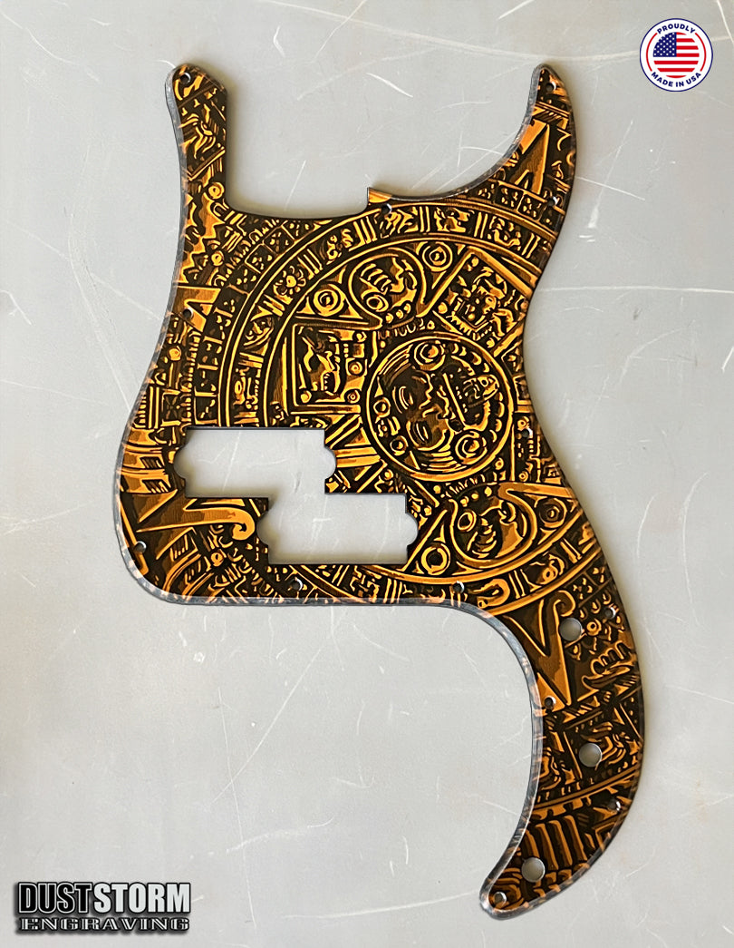 Mayan Pickguard for Classic Fender Precision Bass Laser Engraved Burnt Orange Acrylic Mirror