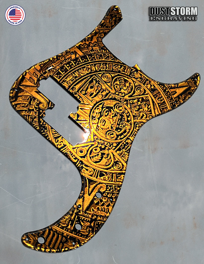 Mayan Pickguard for Classic Fender Precision Bass Laser Engraved Burnt Orange Acrylic Mirror