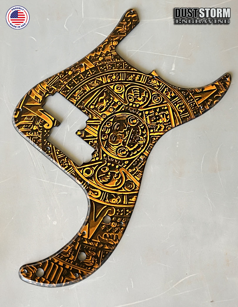 Mayan Pickguard for Classic Fender Precision Bass Laser Engraved Burnt Orange Acrylic Mirror