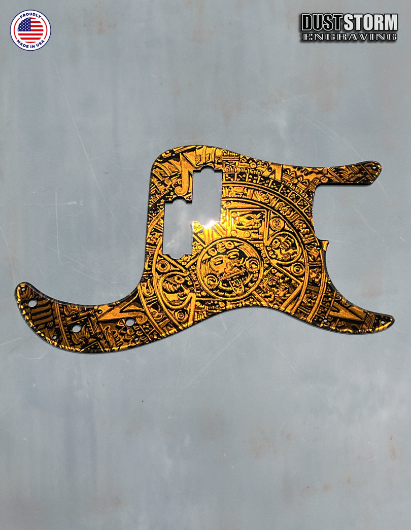 Mayan Pickguard for Classic Fender Precision Bass Laser Engraved Burnt Orange Acrylic Mirror