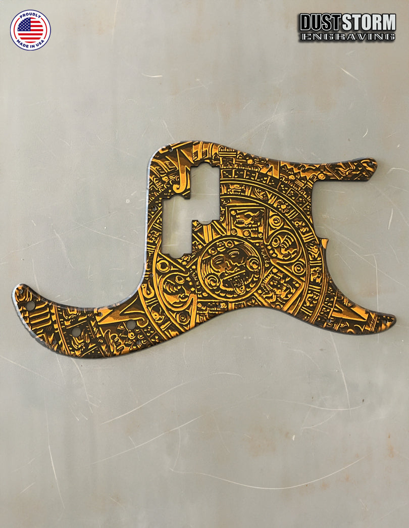 Mayan Pickguard for Classic Fender Precision Bass Laser Engraved Burnt Orange Acrylic Mirror