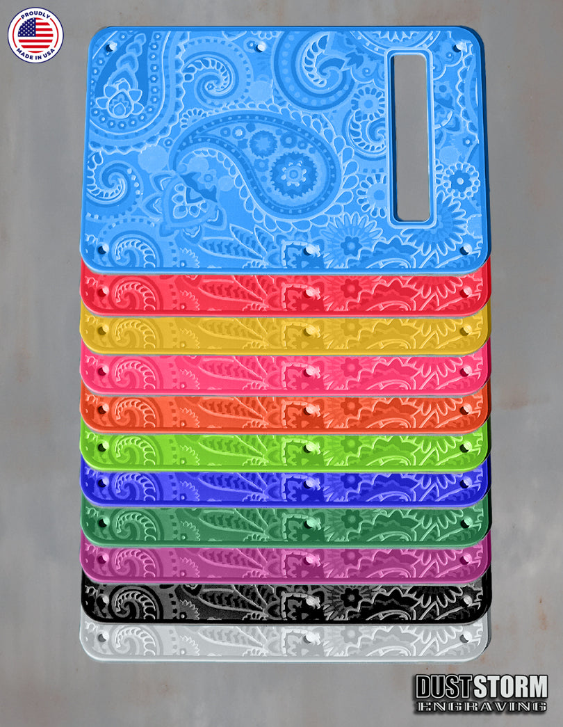 Engraved Paisley Tremolo Cover in Glossy Acrylic 12 Solid Color Choices for Fender Stratocaster