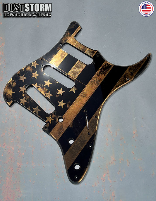 American Flag Pickguard & Free Tremolo Cover in Copper Acrylic Mirror for Fender Stratocaster SSS, HSS, HSH Setups Available