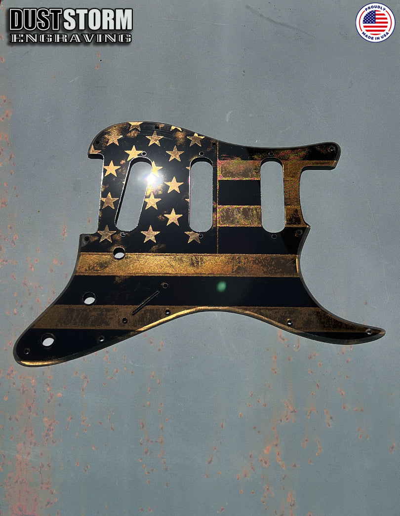 American Flag Pickguard & Free Tremolo Cover in Copper Acrylic Mirror for Fender Stratocaster SSS, HSS, HSH Setups Available