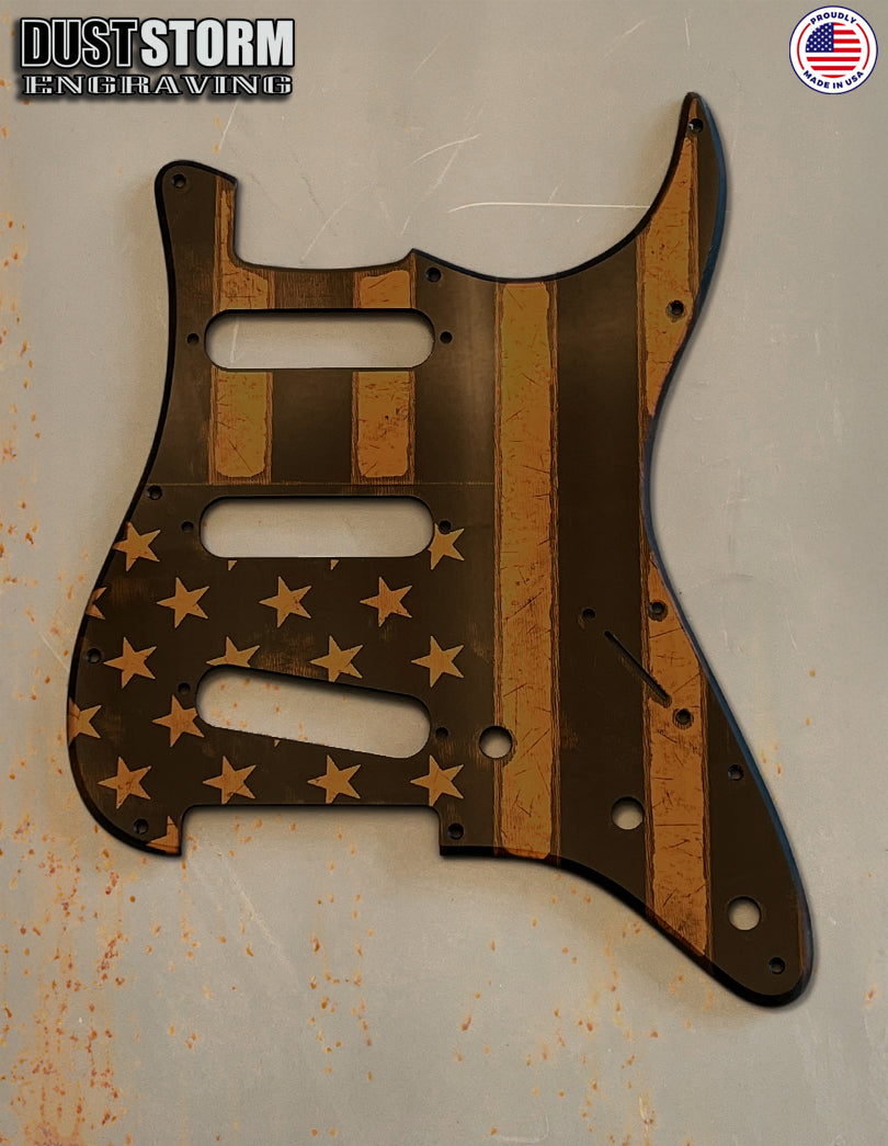 American Flag Pickguard & Free Tremolo Cover in Copper Acrylic Mirror for Fender Stratocaster SSS, HSS, HSH Setups Available